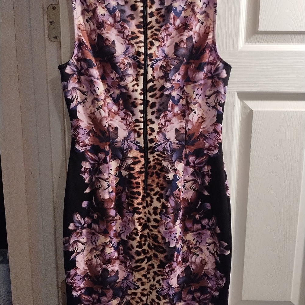 NWOT Floral and Leopard Print Sleeveless Dress - Picture 4 of 5